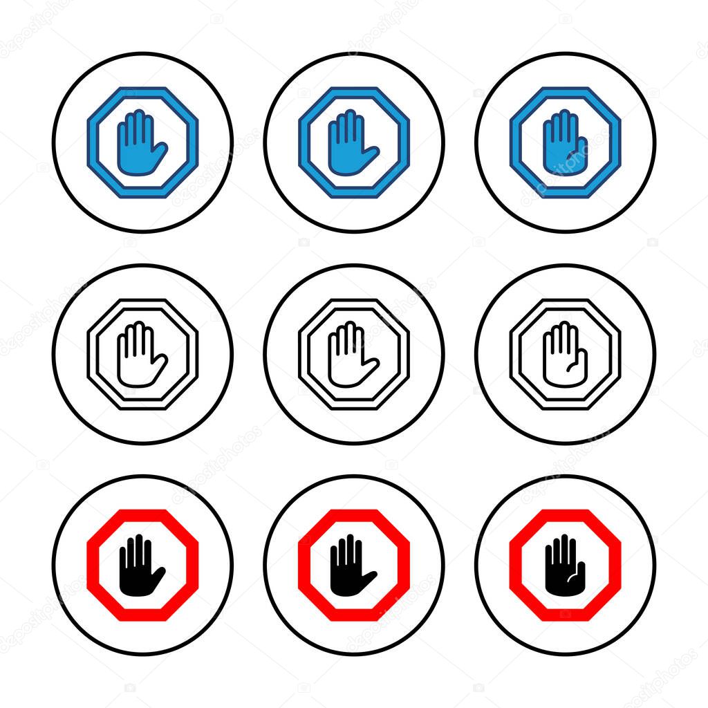 Stop icon vector. stop road sign. hand stop icon vector