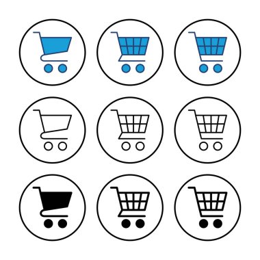 Alışveriş ikonu vektörü. Alışveriş arabası ikonu. Trolley simge vektörü