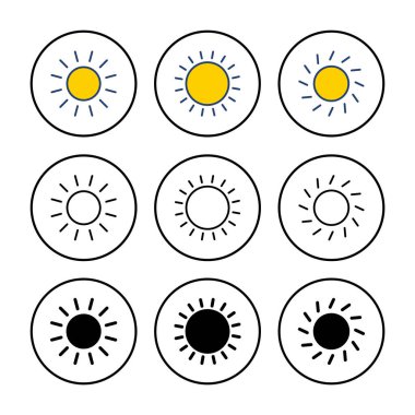 Güneş ikonu vektörü. Parlaklık Simgesi vektörü