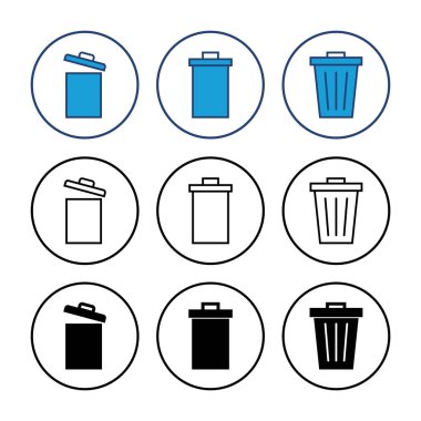 Çöp simgesi vektörü. Çöp kutusu simgesi. Simge vektörünü sil. çöp