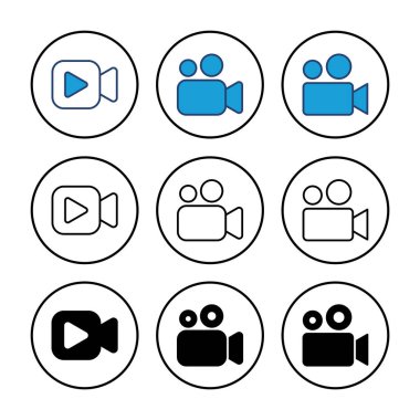 Video simgesi vektörü. Video kamera ikon vektörü. Film tabelası. Sinema