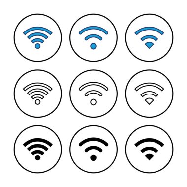 Wifi simge vektörü. Sinyal vektör simgesi. Kablosuz simge vektörü