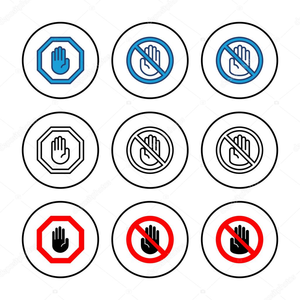Stop icon vector. stop road sign. hand stop icon vector