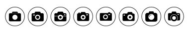 Kamera simgesi vektörü. Fotoğraf makinesi simgesi. kamera fotoğrafçılık simgesi.