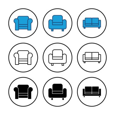 Koltuk simgesi vektörü. kanepe ikonu çizimi