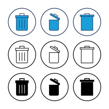 Çöp simgesi vektörü. Çöp kutusu simgesi. Simge vektörünü sil. çöp