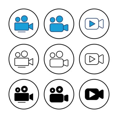 Video simgesi vektörü. Video kamera ikon vektörü. Film tabelası. Sinema