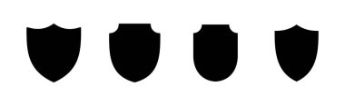 Kalkan simgesi ayarlandı. Koruma ikonu vektörü. Güvenlik vektör simgesi