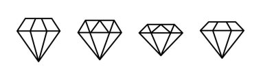 Elmas simgesi seti. Elmas mücevher vektör simgesi.