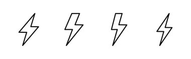 Şimşek simgesi ayarlandı. Elektrik ikon vektörü. Güç simgesi. enerji işareti