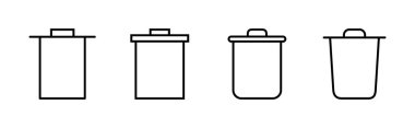 Çöp simgesi seti. Çöp kutusu simgesi. Simge vektörünü sil. çöp
