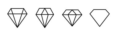 Elmas simgesi seti. Elmas mücevher vektör simgesi.