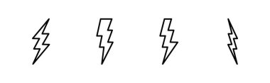 Şimşek simgesi ayarlandı. Elektrik ikon vektörü. Güç simgesi. enerji işareti