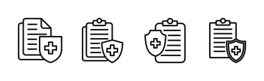 Tıbbi sigorta ikonu seti. sağlık sigortası simgesi