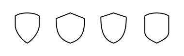 Kalkan simgesi ayarlandı. Koruma ikonu vektörü. Güvenlik vektör simgesi