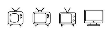 Televizyon ikonu ayarlandı. televizyon simgesi vektörü
