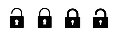 Kilit simgesi ayarlandı. Asma kilit ikon vektörü. Şifreleme simgesi. Güvenlik sembolü