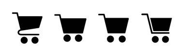Alışveriş ikonu seti. Alışveriş arabası ikonu. Trolley simge vektörü