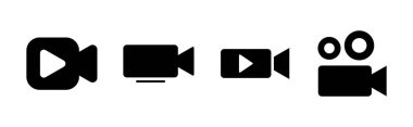 Video simgesi seti. Video kamera ikon vektörü. Film tabelası. Sinema