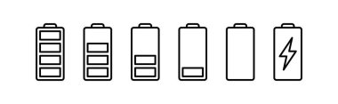 Batarya simgesi ayarlandı. Şarj seviyesi. pil yükleme simgesi