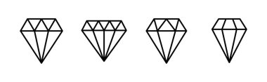 Elmas simgesi seti. Elmas mücevher vektör simgesi.