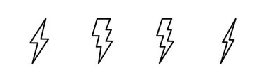 Şimşek simgesi ayarlandı. Elektrik ikon vektörü. Güç simgesi. enerji işareti