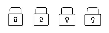Kilit simgesi ayarlandı. Asma kilit ikon vektörü. Şifreleme simgesi. Güvenlik sembolü