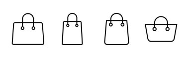 Alışveriş poşeti ikonu seti. alışveriş simgesi vektörü