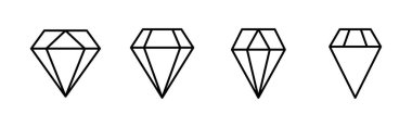 Elmas simgesi seti. Elmas mücevher vektör simgesi.