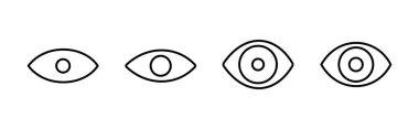 Göz simgesi ayarlandı. Göz vektör simgesi. Bak ve Görüş simgesi. 
