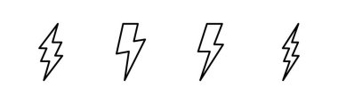 Şimşek simgesi ayarlandı. Elektrik ikon vektörü. Güç simgesi. enerji işareti
