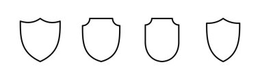 Kalkan simgesi ayarlandı. Koruma ikonu vektörü. Güvenlik vektör simgesi