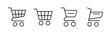 Alışveriş ikonu seti. Alışveriş arabası ikonu. Trolley simge vektörü