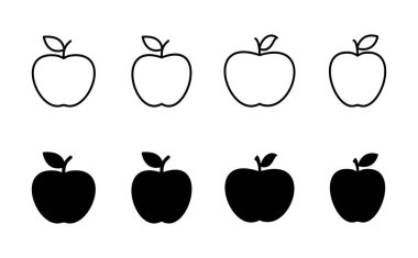 Elma simgesi seti. Elma vektör simgesi. Web tasarımınız için elma sembolleri.