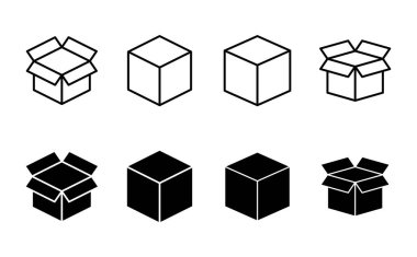 Kutu simgesi seti. kutu vektör simgesi, paket, paket