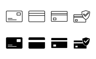 Kredi kartı simgesi seti. Kredi kartı ödeme simgesi vektörü