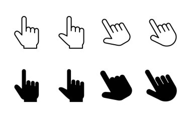 El tıklama simgesi seti. işaret simgesi vektörü. el imleç simgesi vektörü
