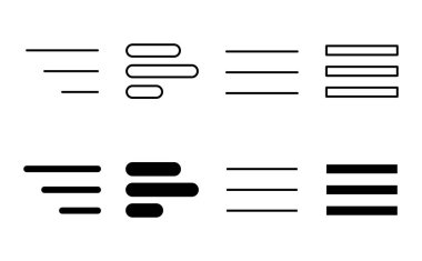 Menü Simgesi ayarlandı. Web menü simgesi. Hamburger menüsü sembolü