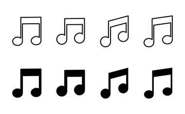 Müzik ikonu seti. Müzik simgesi vektörünü not et. ton simgesi
