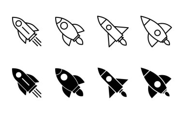 Roket ikonu hazır. Başlangıç simgesi vektörü. 