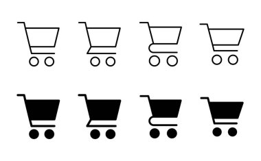 Alışveriş ikonu seti. Alışveriş arabası ikonu. Trolley simge vektörü