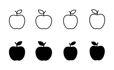 Elma simgesi seti. Elma vektör simgesi. Web tasarımınız için elma sembolleri.