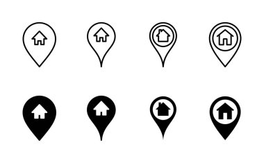 Adres simgesi ayarlandı. ev konumu simge vektörü
