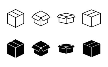 Kutu simgesi seti. kutu vektör simgesi, paket, paket