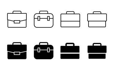 Evrak çantası simgesi seti. Bavul simgesi. bagaj sembolü.