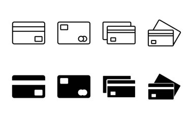 Kredi kartı simgesi seti. Kredi kartı ödeme simgesi vektörü