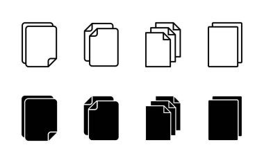 Belge simgesi ayarlandı. Kağıt ikonu. Dosya Simgesi