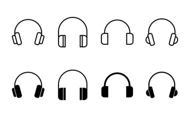 Kulaklık ikonu ayarlandı. Headvector simgesi simgeleri