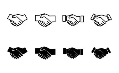 Tokalaşma simgesi ayarlandı. İş tokalaşması. iletişim anlaşması