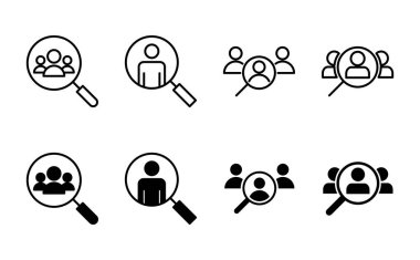 Simge kiralama seti. Arama işi boşluk simgesi. İnsan kaynakları konsepti. İşe alım.